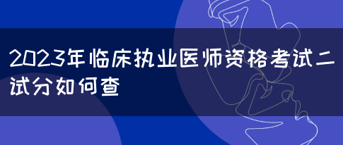 2023年临床执业医师资格考试二试分如何查